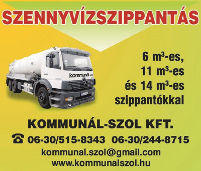 Szennyvíz, csapadékcsatorna tisztítás, karbantartás kedvező áron KOMMUNÁL-SZOL Kft. kép