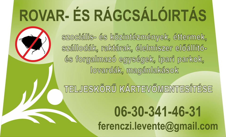 Rovar és rágcsálóirtás, fertőtlenítés Pest megyében Ferenczi Levente kép