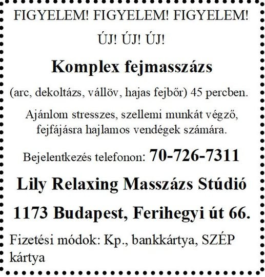 Lily Relaxing Svédmasszázs talpmasszázs Rákoskeresztúr 17. kerület kép