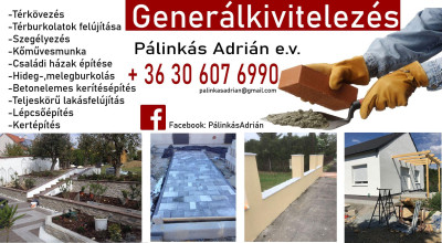 Kőműves munkák, térkövezés, hideg és melegburkolás Szombathely Vas megye Pálinkás Adrián kép